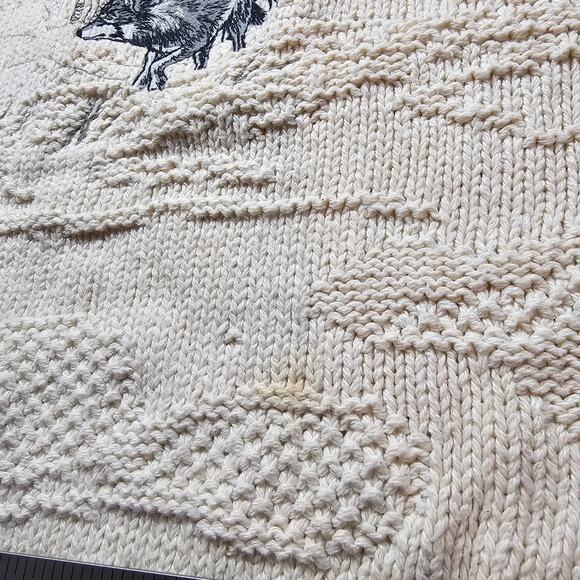 Vintage Croft & Barrow Wolves Sweater Mens Lg White 90s Cosby Academia Grandpa - Picture 11 of 11